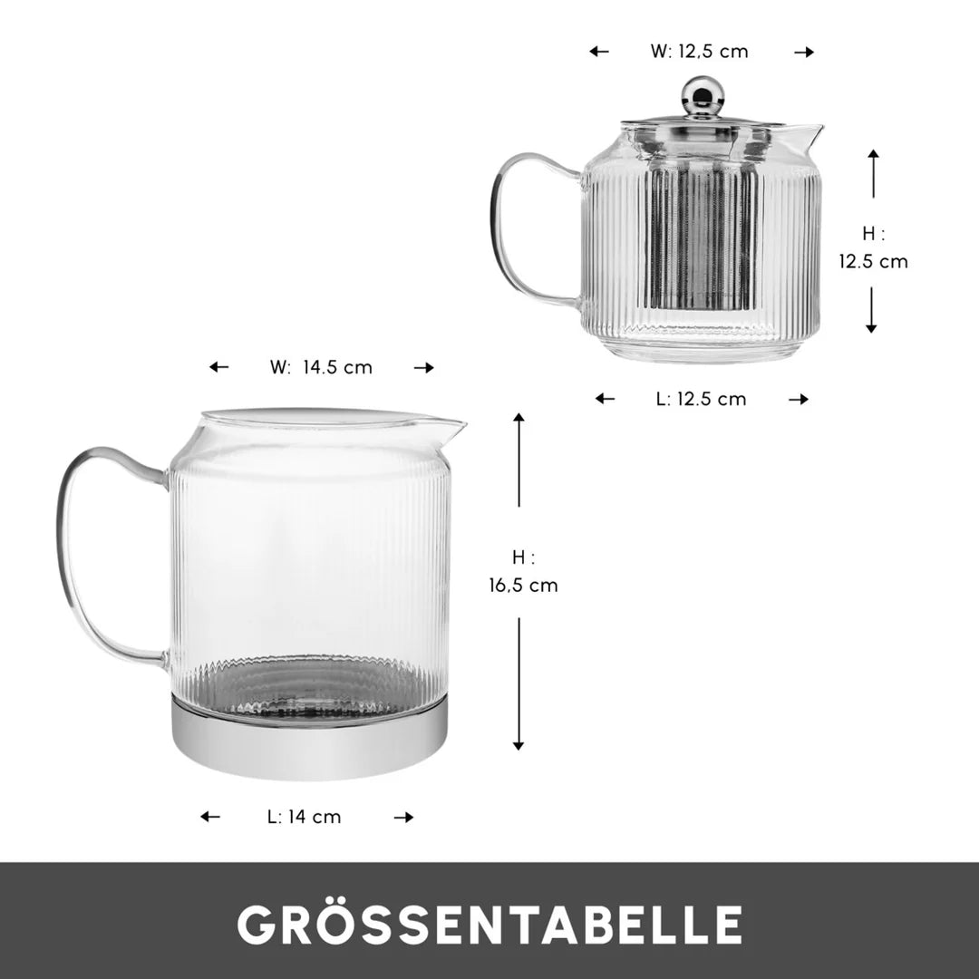 Karaca Kelly XL Cam Çaydanlık – 1000 ml Demlik, 2000 ml Suluk, Borosilikat Cam