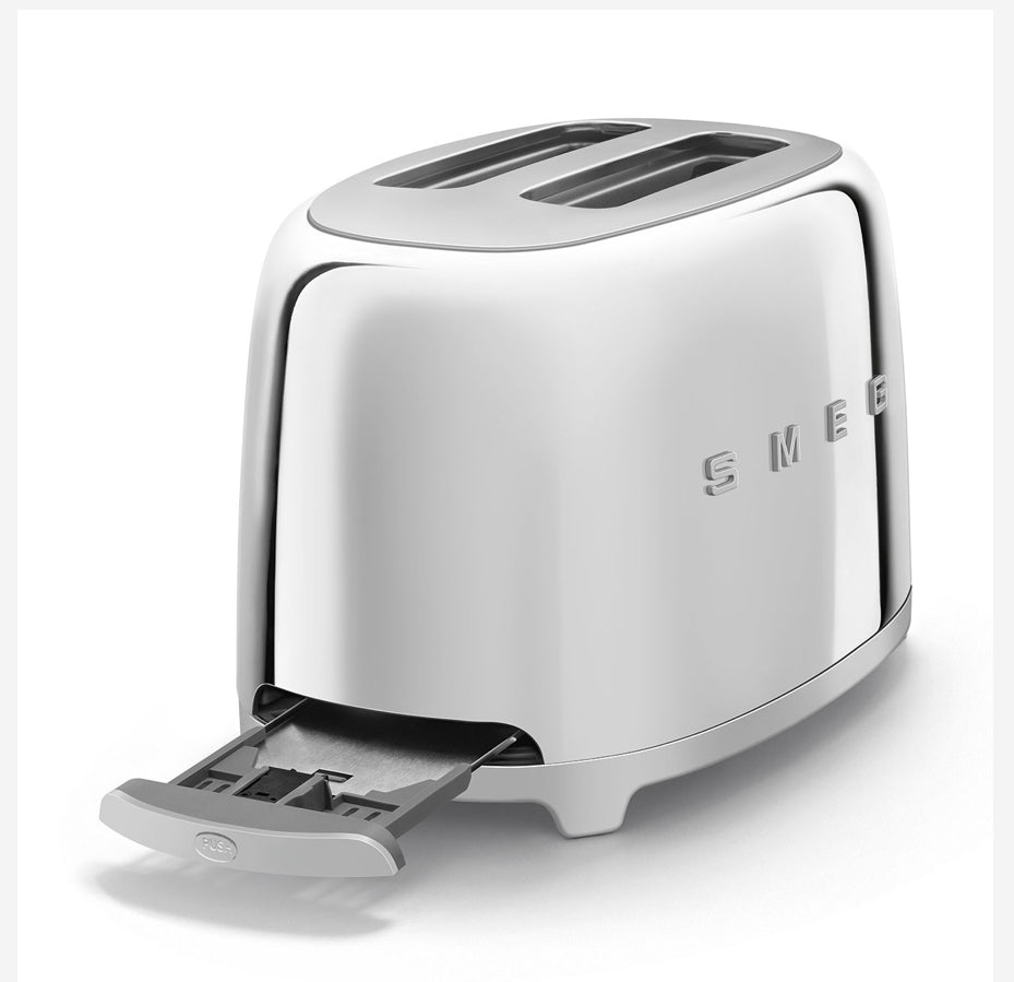 SMEG TSF01SSEU Gepolijste Stalen Broodrooster - Broodrooster 2x2, 950W, Retro 50's Stijl