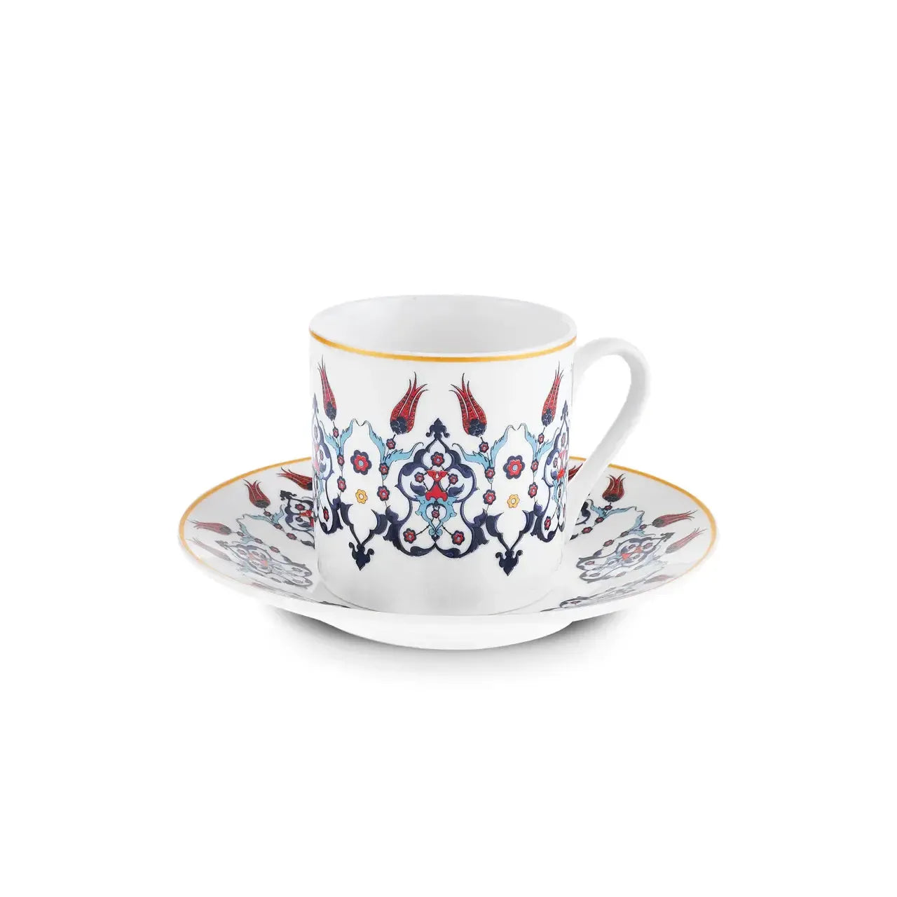 Karaca Haliç Hatay Rumi 12 Stuks Koffiekopjes Set – 6 Personen, Nieuwe Bone Porselein