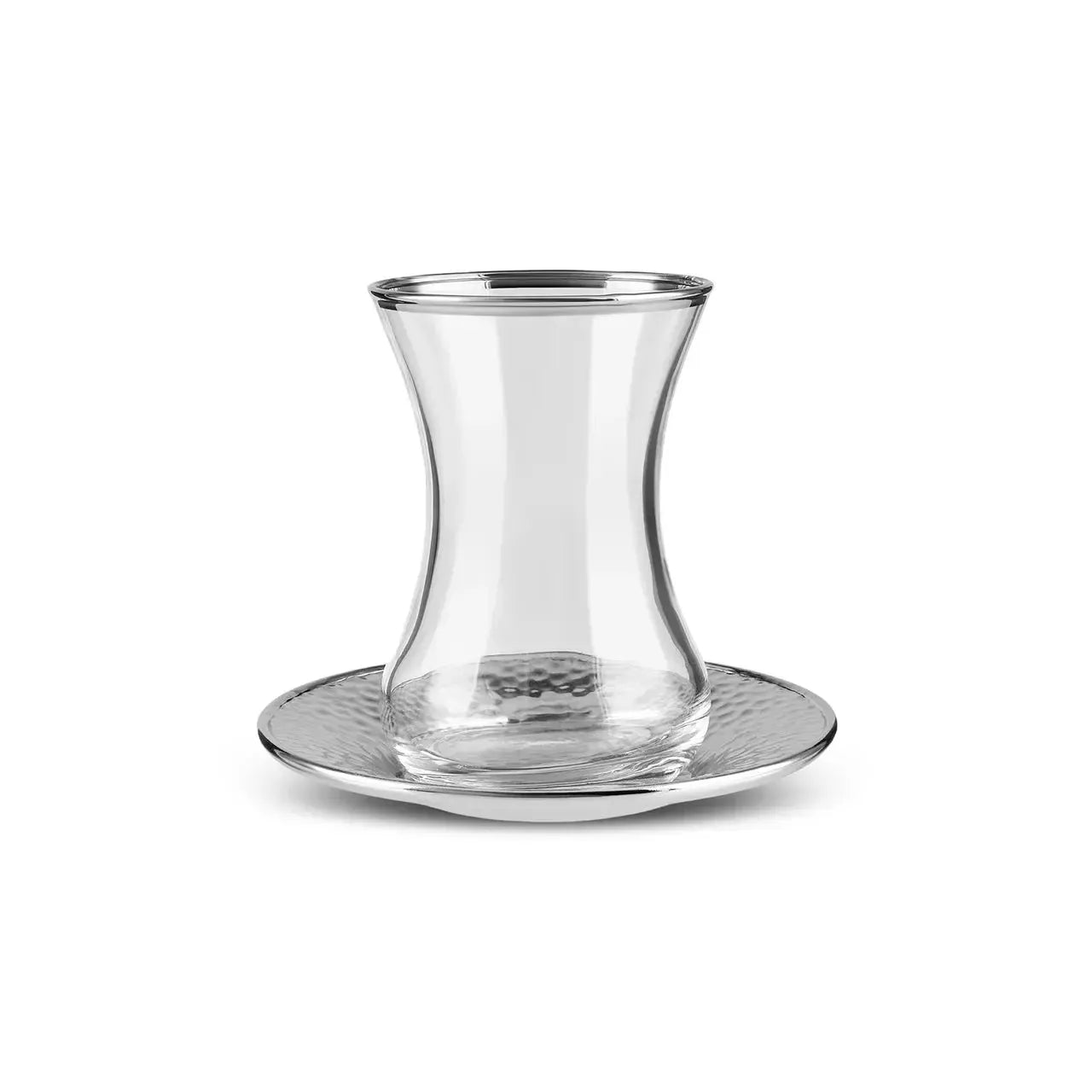 Karaca Ada Platinum 6 Person 18 Piece Tea Set, Elegant Glass and Platinum Detailed