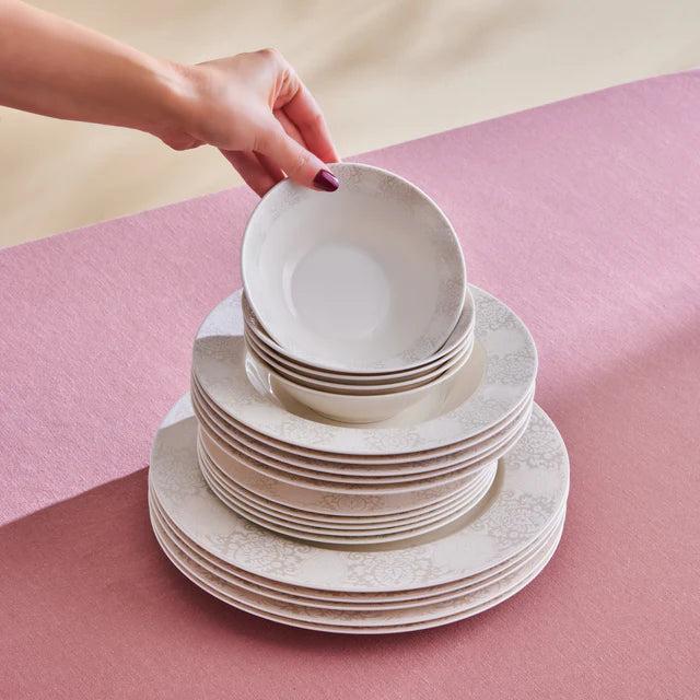 Karaca Forever Bone China New Olio 12 Person 53 Piece Dinner Set – White