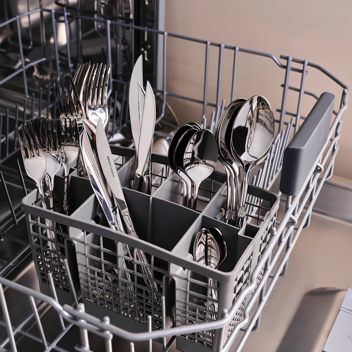 Karaca New Mantilla 84-Piece 12-Person Stainless Steel Cutlery Set – Platinum