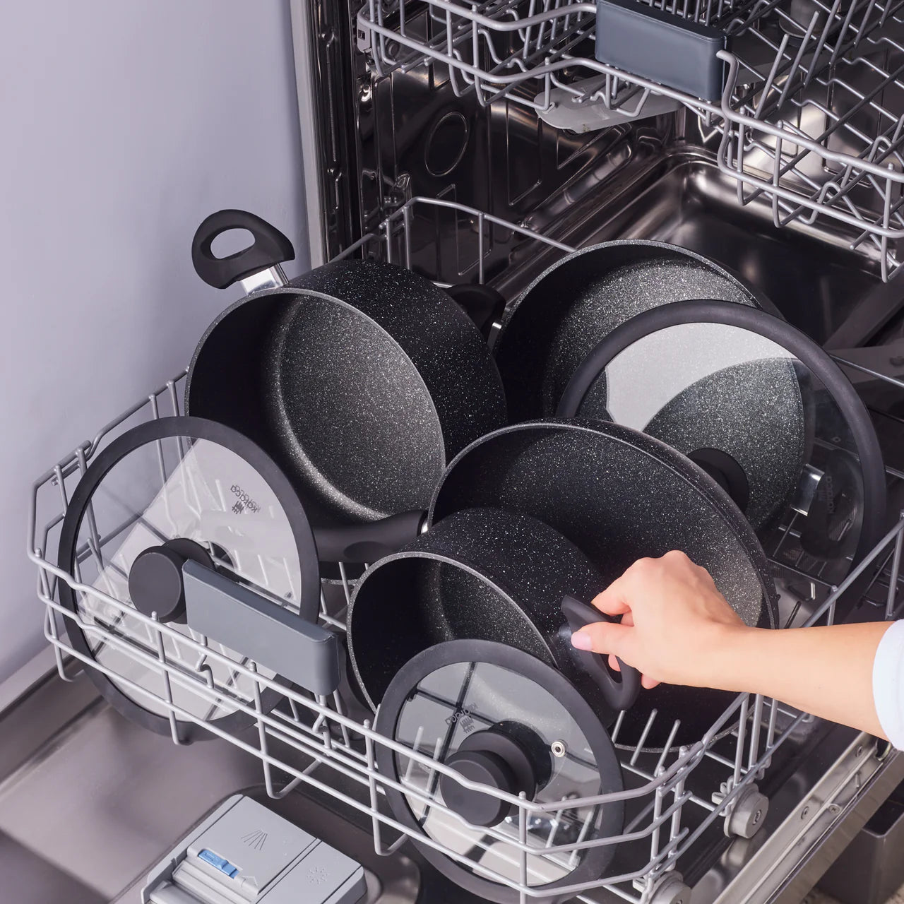 Karaca Nebula 7 Piece Granite Cookware Set, Induction Compatible, Black