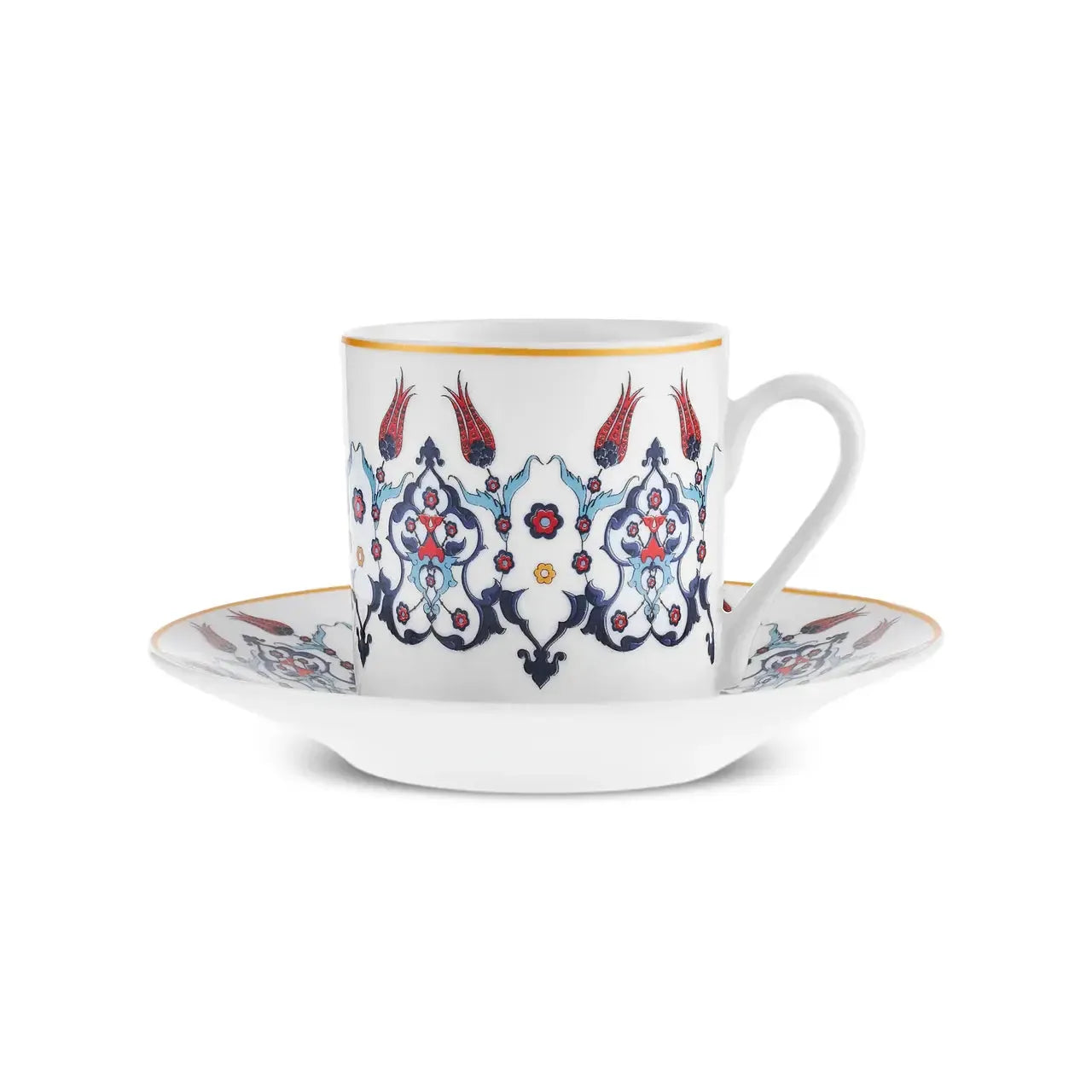 Karaca Haliç Hatay Rumi 12 Stuks Koffiekopjes Set – 6 Personen, Nieuwe Bone Porselein