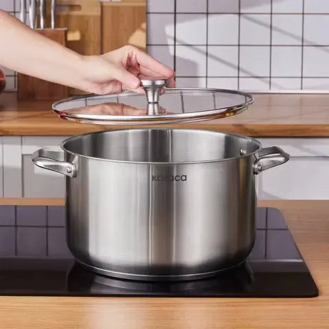Karaca Elite 28 cm Stainless Steel Pot – 9.5 L, Induction Compatible