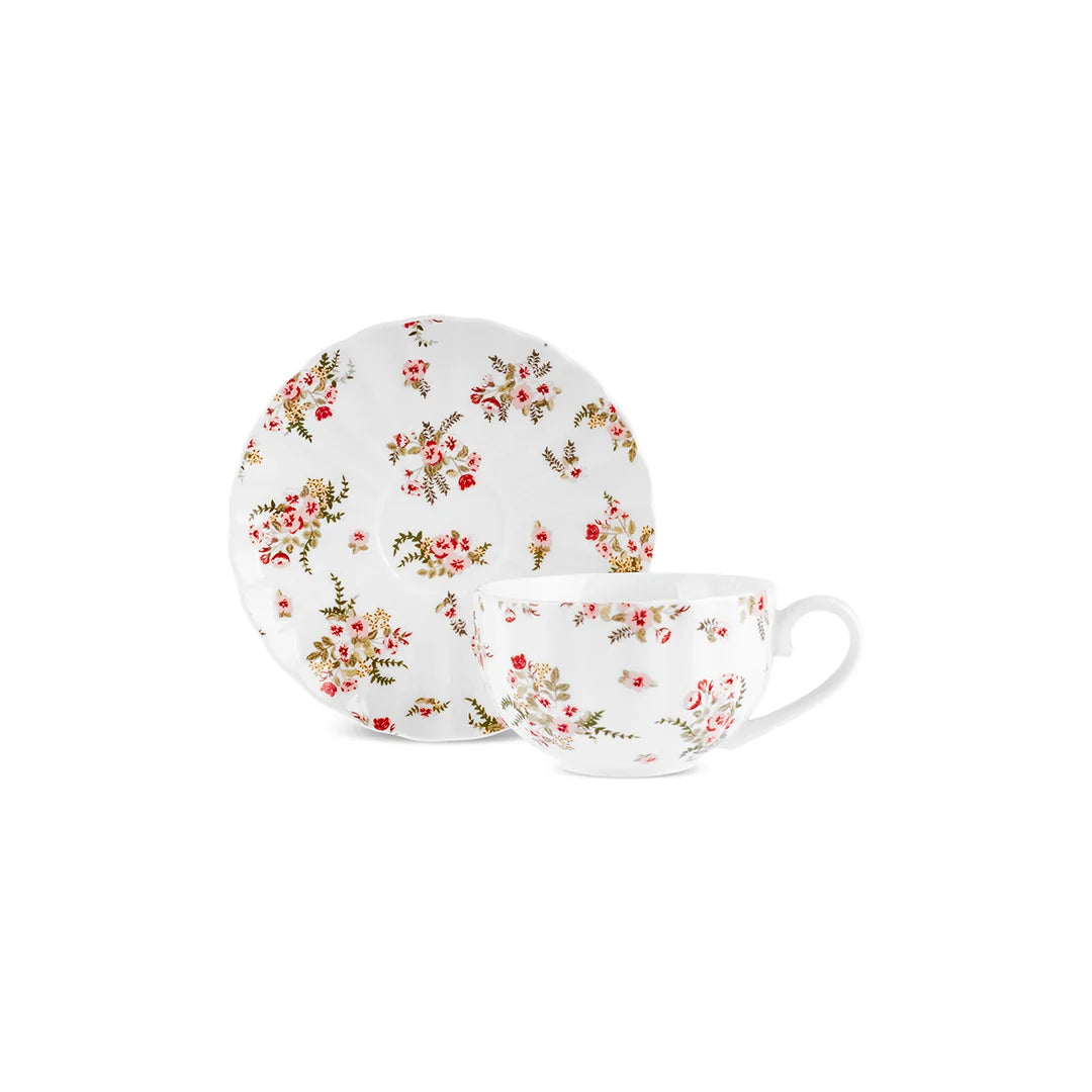 Karaca Blossom Bone China 12 Parça 6 Kişilik Çay Fincanı Takımı – Kırmızı, 220 ml