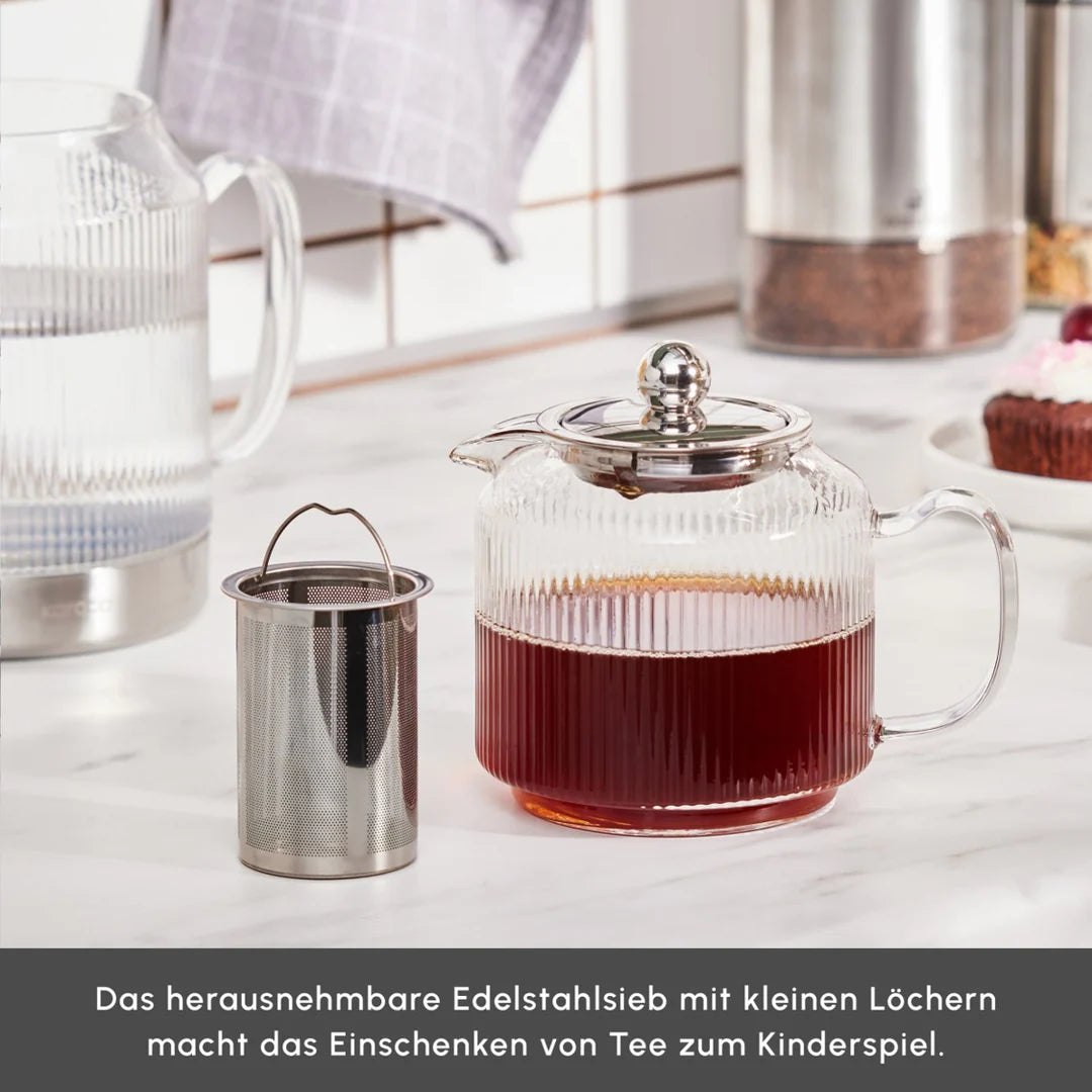 Karaca Kelly XL Cam Çaydanlık – 1000 ml Demlik, 2000 ml Suluk, Borosilikat Cam