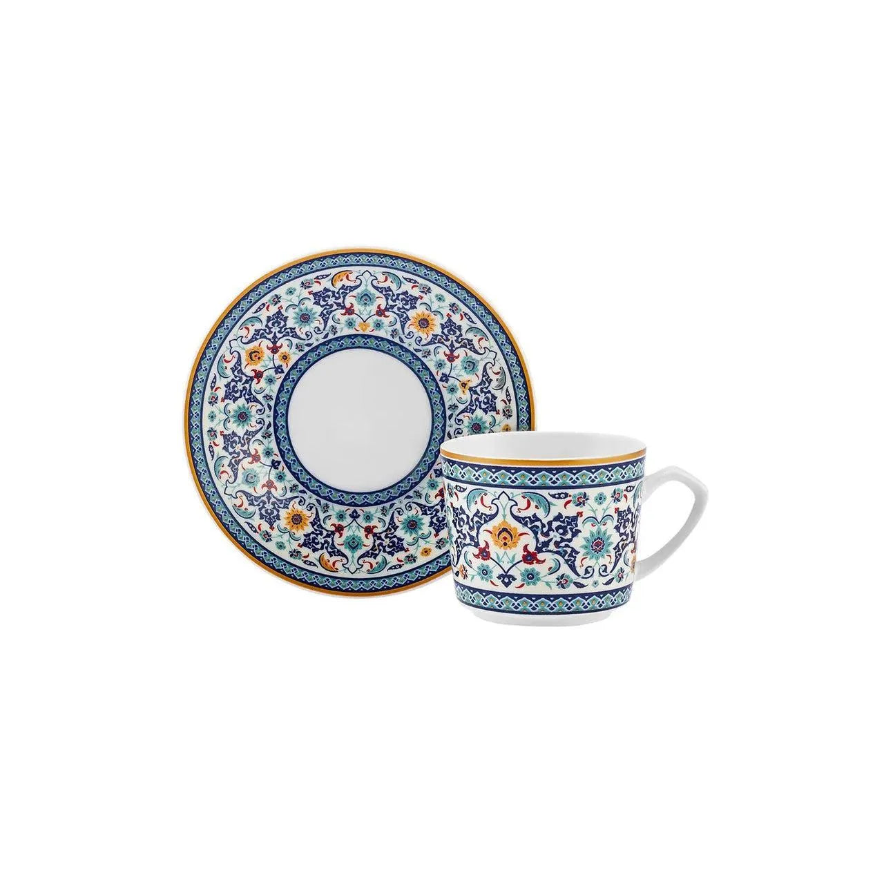 Karaca Beylerbeyi 6 Person Coffee Cup Set, 80 ml, Patterned Porcelain
