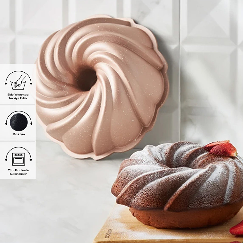 Karaca Cake Pro Pare Rosegold Cast Cake Mold – Stylish Cake and Dessert Mold