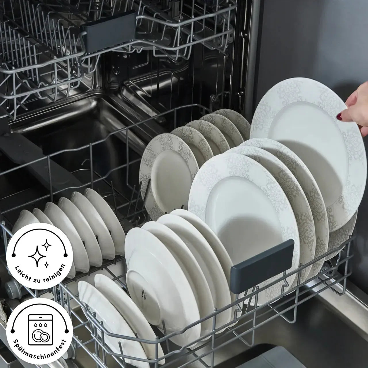 Karaca Forever Bone China New Olio 53 Piece 12 Person Dinner Set – White