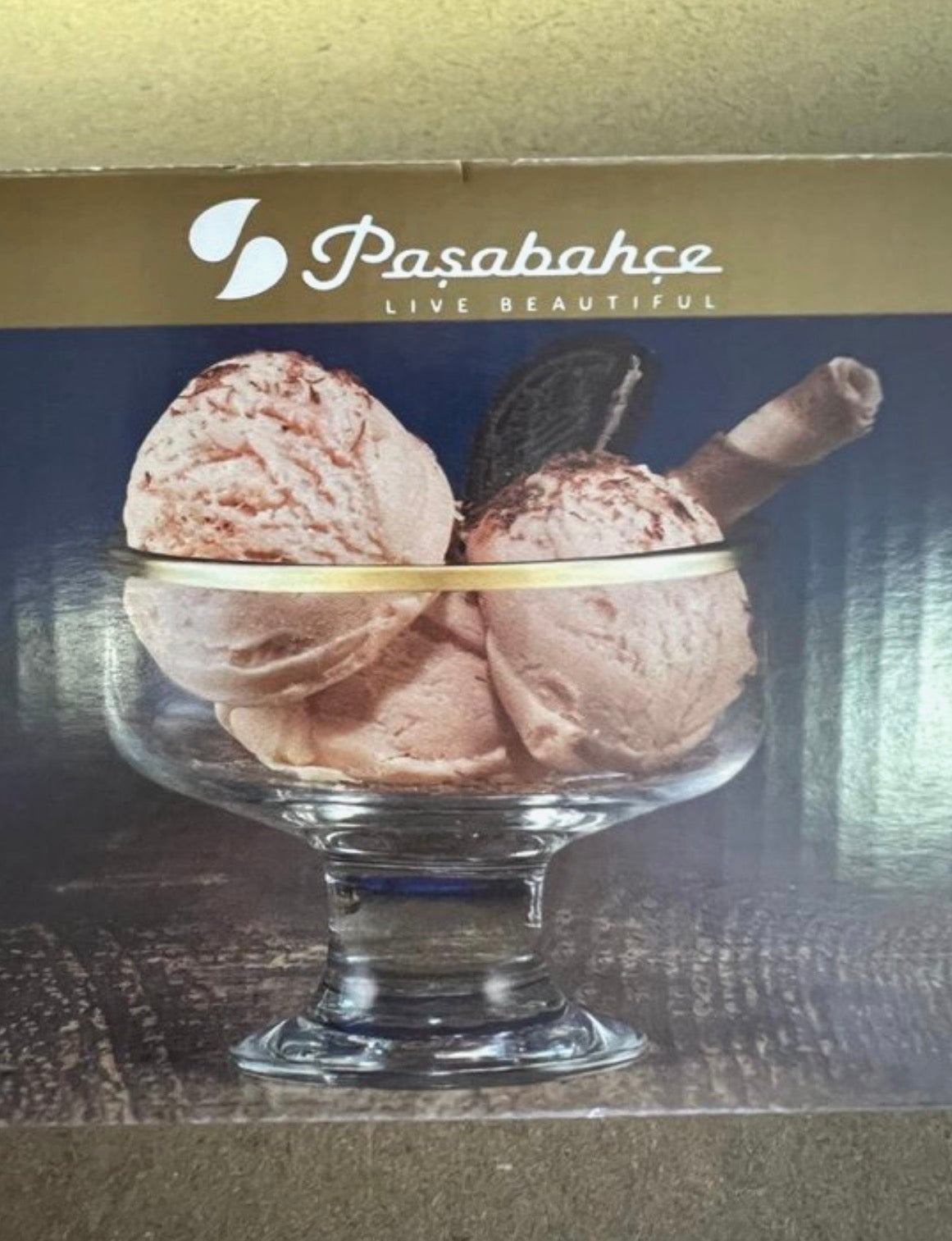 Paşabahçe Golden Touch 6’lı Dondurma Kasesi – 255 cc, Altın Detaylı