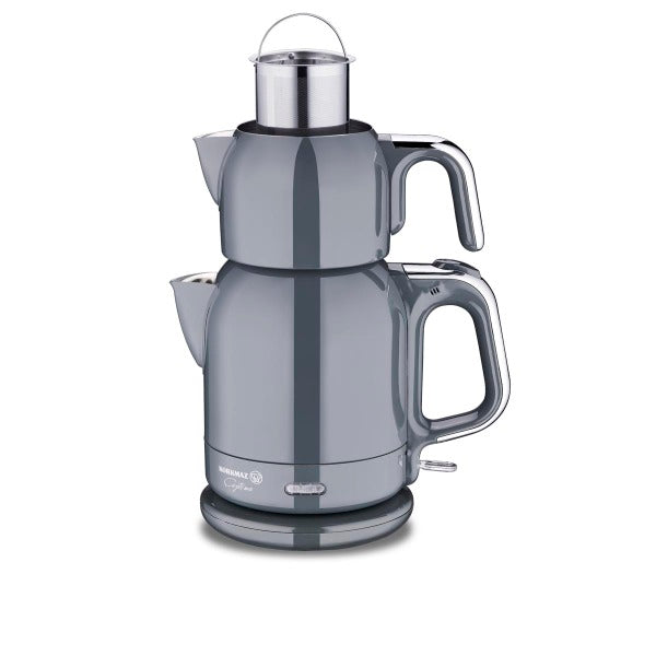 Korkmaz Caytema A331-12 Electric Teapot Set – 1.7 Lt, Stainless Steel, Anthracite