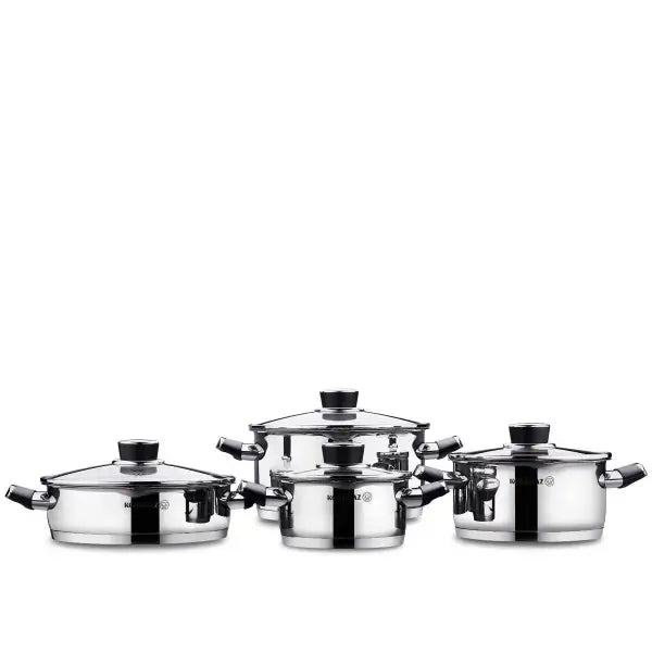 Pera Steel Cookware Set – Strainer Lid, Multi-Purpose Use