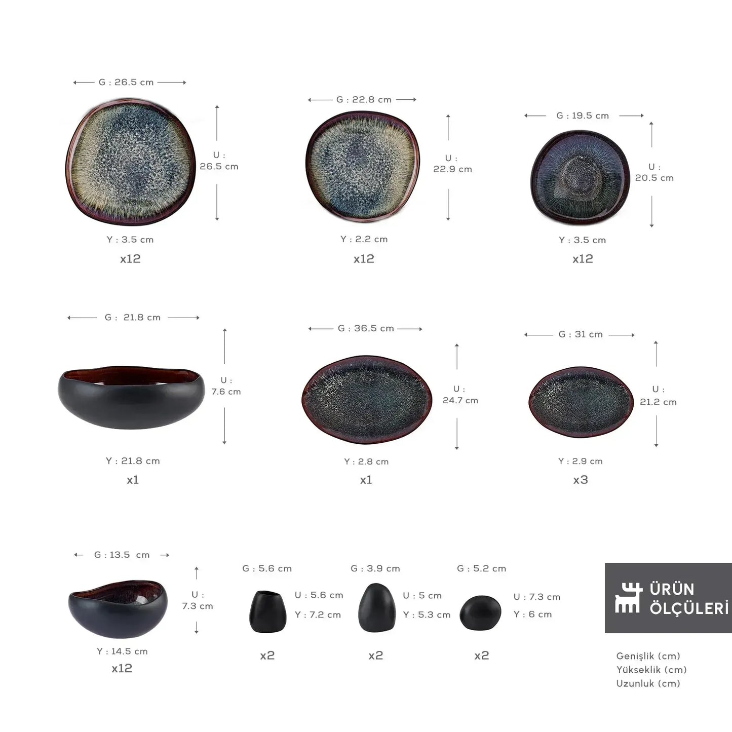 Karaca Earth Collection Galactic Black 59 Parça 12 Kişilik Yemek Takımı-Yemek Takimi-Prenseshome Leyweg-Prenseshome Leyweg