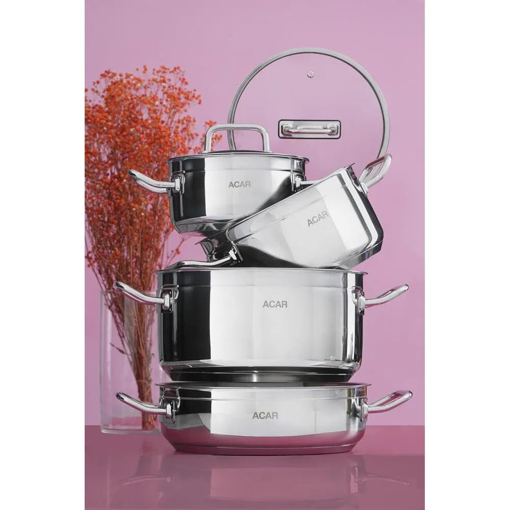 Acar Karat Merkür 8 Parça Çelik Tencere Seti-mutfak urunleri-Prenseshome Leyweg-Prenseshome Leyweg