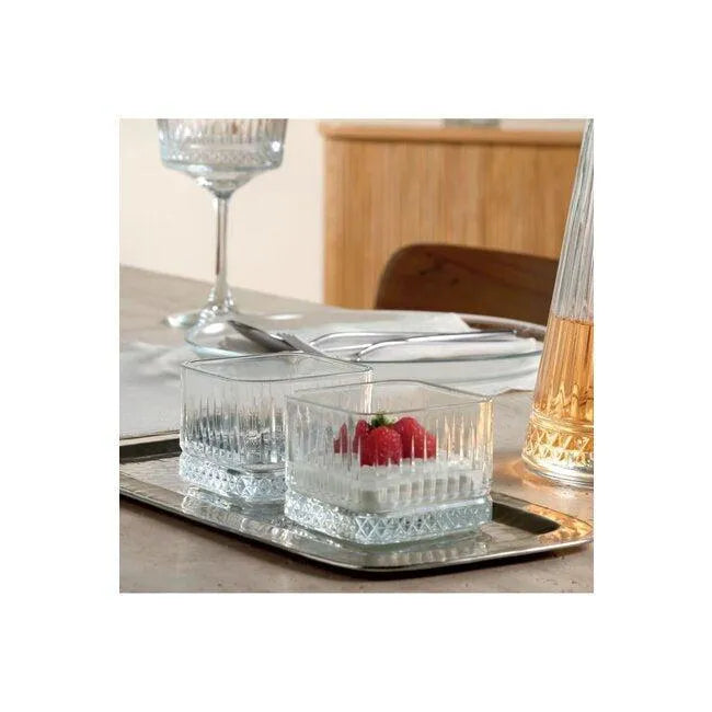 Pasabahce Elysia 4lu Cam Snack Kase Seti - 225 ml - Cizgili Modern Tasarim-Cam urunler-Prenseshome Leyweg-Prenseshome Leyweg