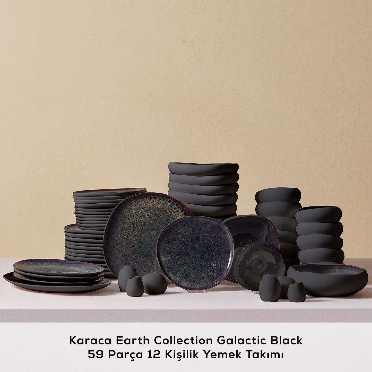 Karaca Earth Collection Galactic Black 59 Parça 12 Kişilik Yemek Takımı-Yemek Takimi-Prenseshome Leyweg-Prenseshome Leyweg