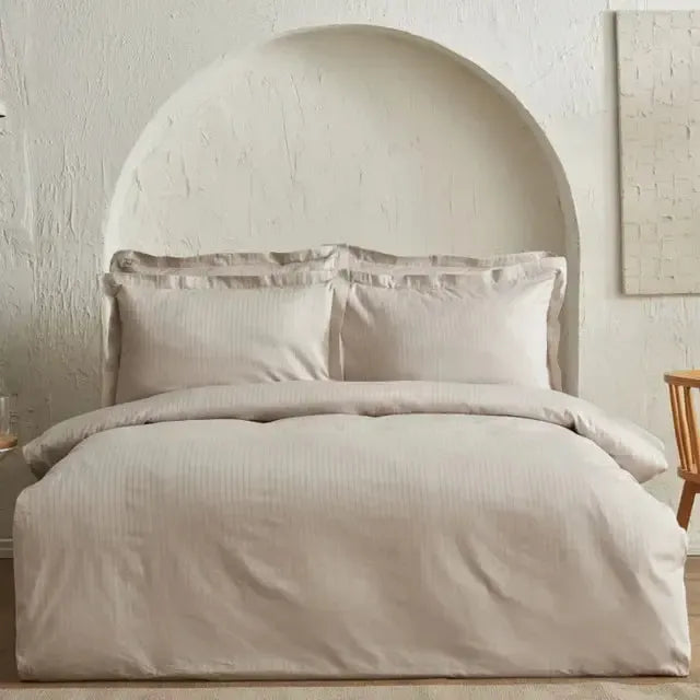 Karaca Home Cizgili %100 pamuk saten tek kişilik nevresim takımı-Yatak Odasi-Prenseshome Leyweg-Light Bej-Prenseshome Leyweg