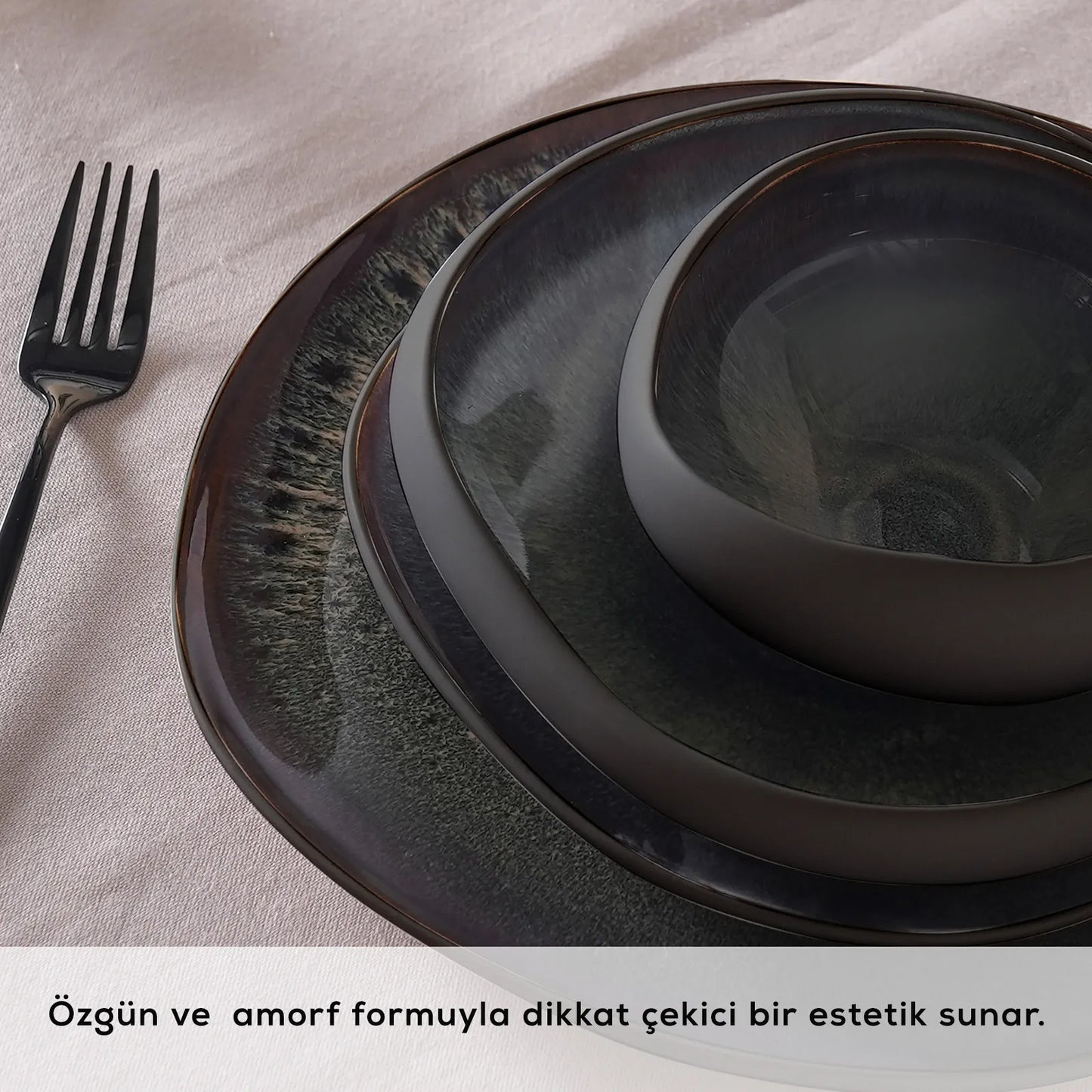 Karaca Earth Collection Galactic Black 59 Parça 12 Kişilik Yemek Takımı-Yemek Takimi-Prenseshome Leyweg-Prenseshome Leyweg