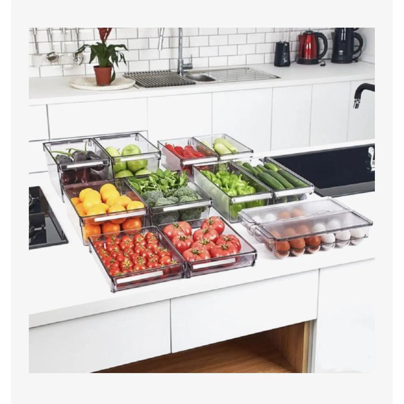 Vipahmet Mina Organizer Plastik Raf Şeffaf Füme Kapaklı 2x2500 ml – İkili Set Buzdolabı ve Dolap İçi Düzenleyici-mutfak urunleri-Prenseshome Leyweg-Prenseshome Leyweg