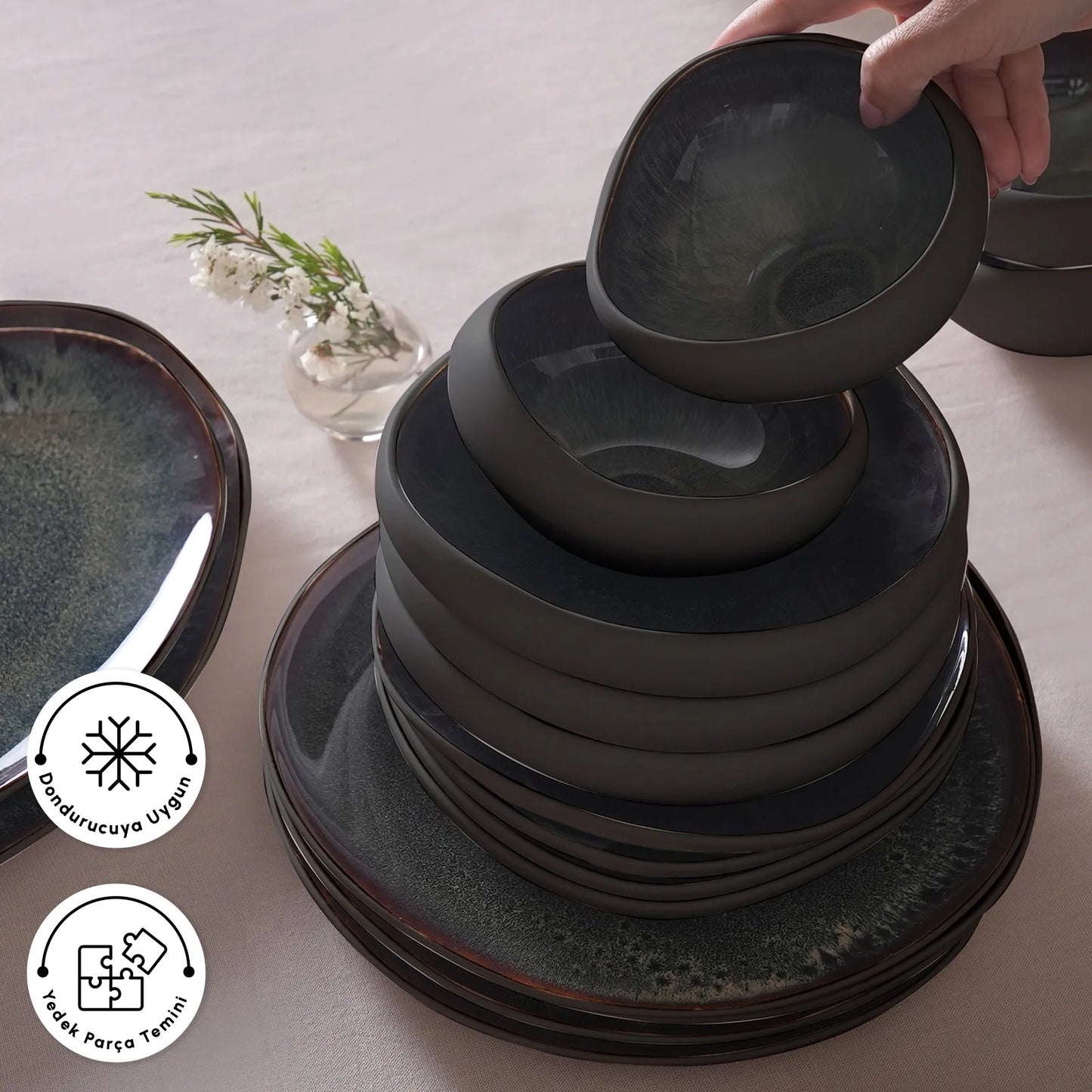 Karaca Earth Collection Galactic Black 59 Parça 12 Kişilik Yemek Takımı-Yemek Takimi-Prenseshome Leyweg-Prenseshome Leyweg