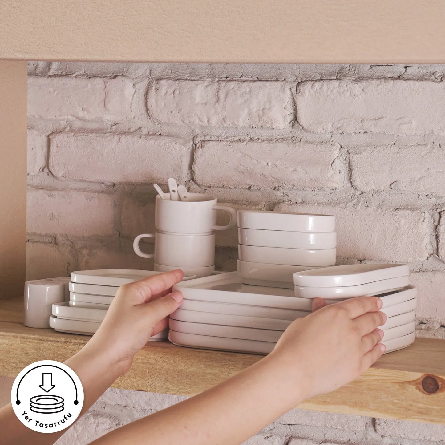 Karaca Cubique 35 Parça Kahvaltı Takımı – 6 Kişilik Kare Porselen Set-Sofra ürünleri-Prenseshome Leyweg-Prenseshome Leyweg