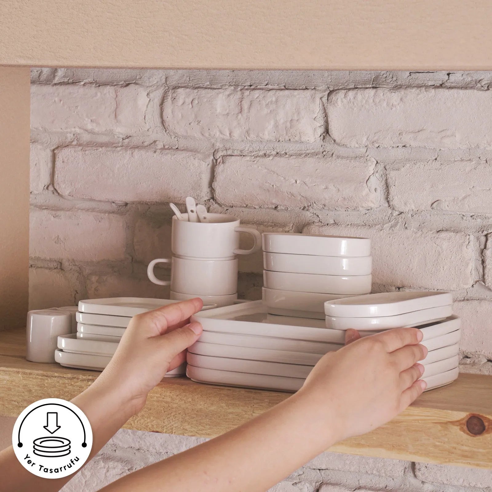 Karaca Cubique 35 Parça Kahvaltı Takımı – 6 Kişilik Kare Porselen Set-Sofra ürünleri-Prenseshome Leyweg-Prenseshome Leyweg