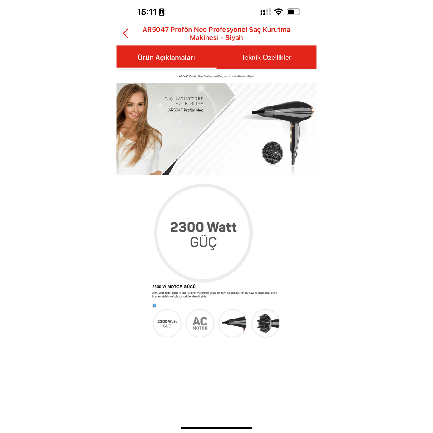 Arzum AR5047 Profon Neo Profesyonel Sac Kurutma Makinesi – 2300W-Elektronik ürün-Prenseshome Leyweg-Prenseshome Leyweg