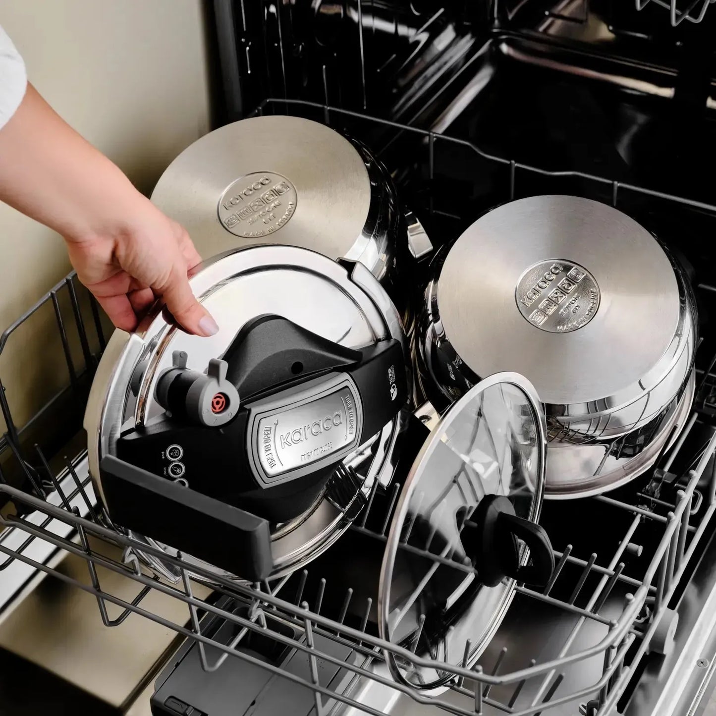 Karaca Perfect Gray Çelik Düdüklü Tencere – 4 L + 6 L Çift Kapaklı Set-mutfak urunleri-Prenseshome Leyweg-Prenseshome Leyweg