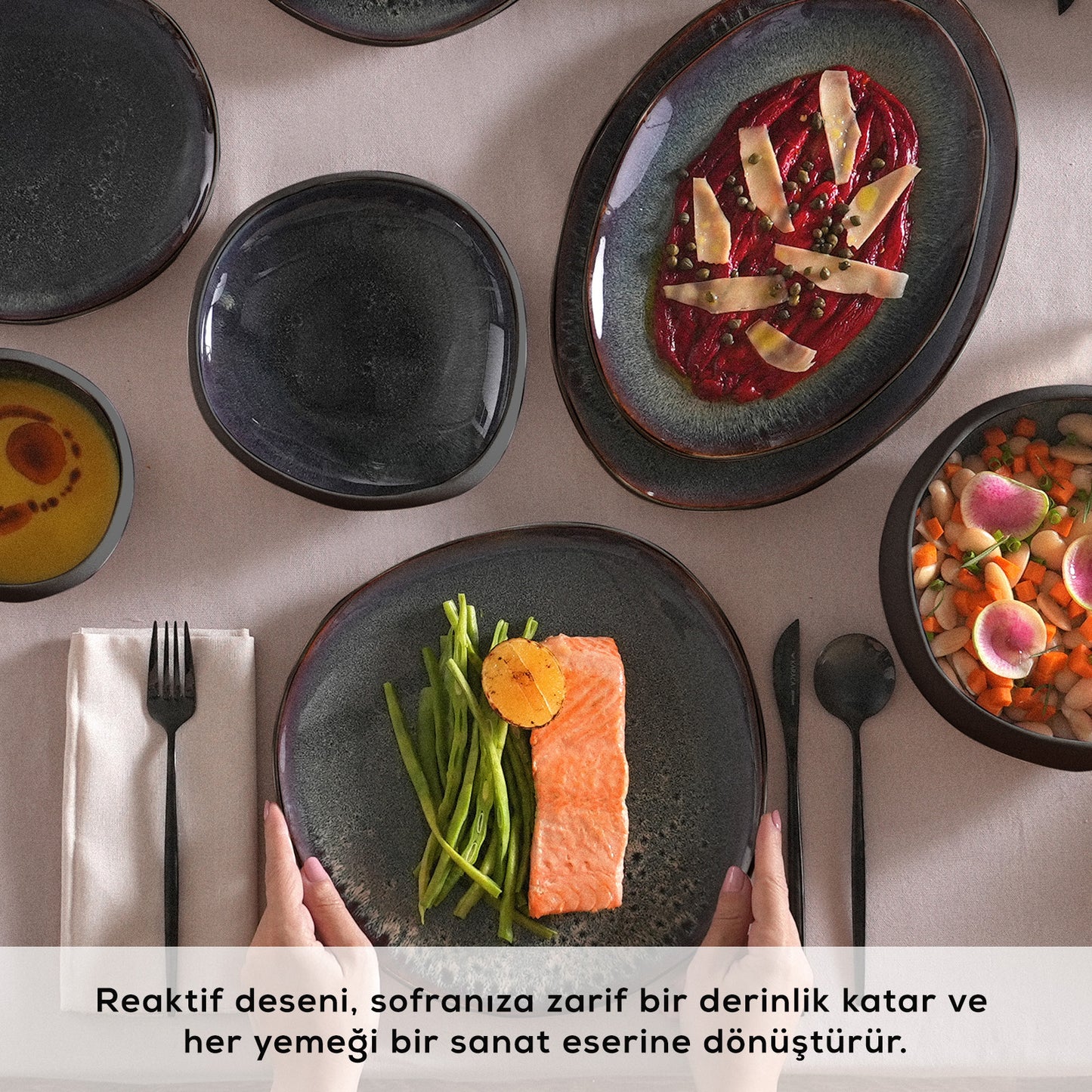 Karaca Earth Collection Galactic Black 59 Parça 12 Kişilik Yemek Takımı-Yemek Takimi-Prenseshome Leyweg-Prenseshome Leyweg