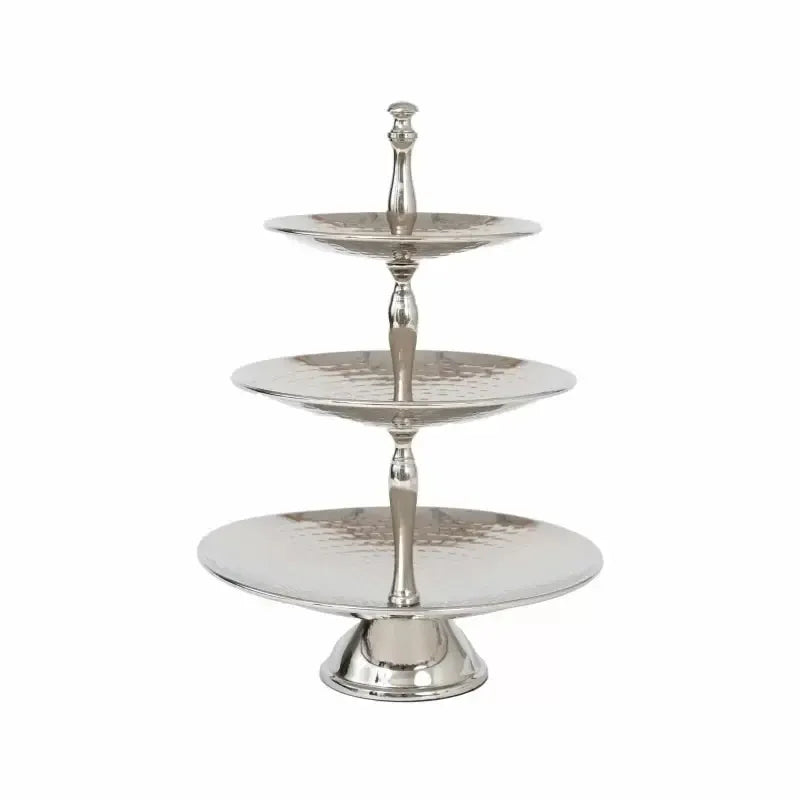 Karaca Home Moroccan 3 Katlı Servislik – Gümüş Renk, Alüminyum, Otantik Sunum Standı-Dekorasyan-PRENSESHOME LEYWEG-Prenseshome Leyweg