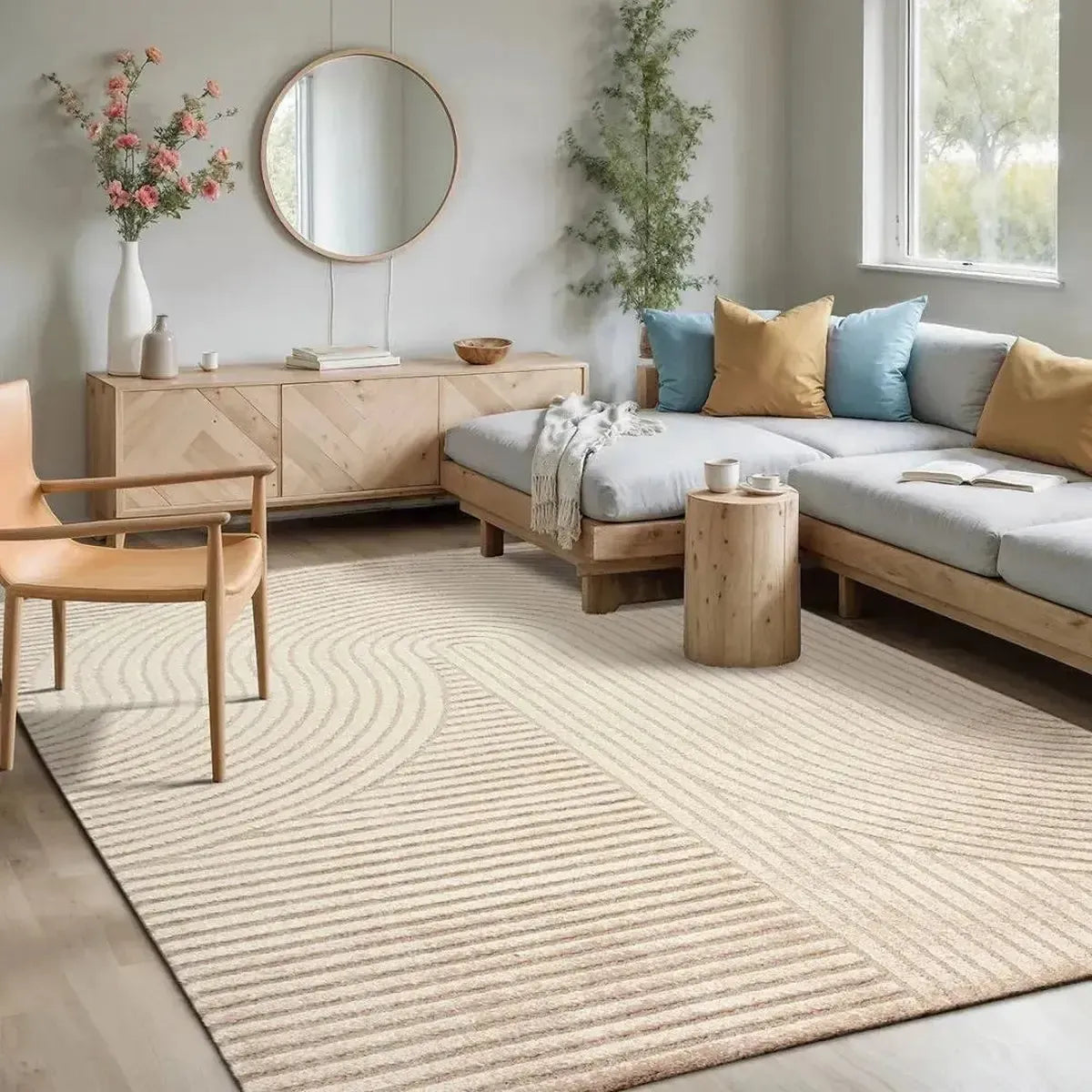 Merinos Elio 2251 Beije Halı Japandi Tarzı Modern Yarım Daire Desenli-Zemin kaplama-Prenseshome Leyweg-160*230 stokta-Prenseshome Leyweg