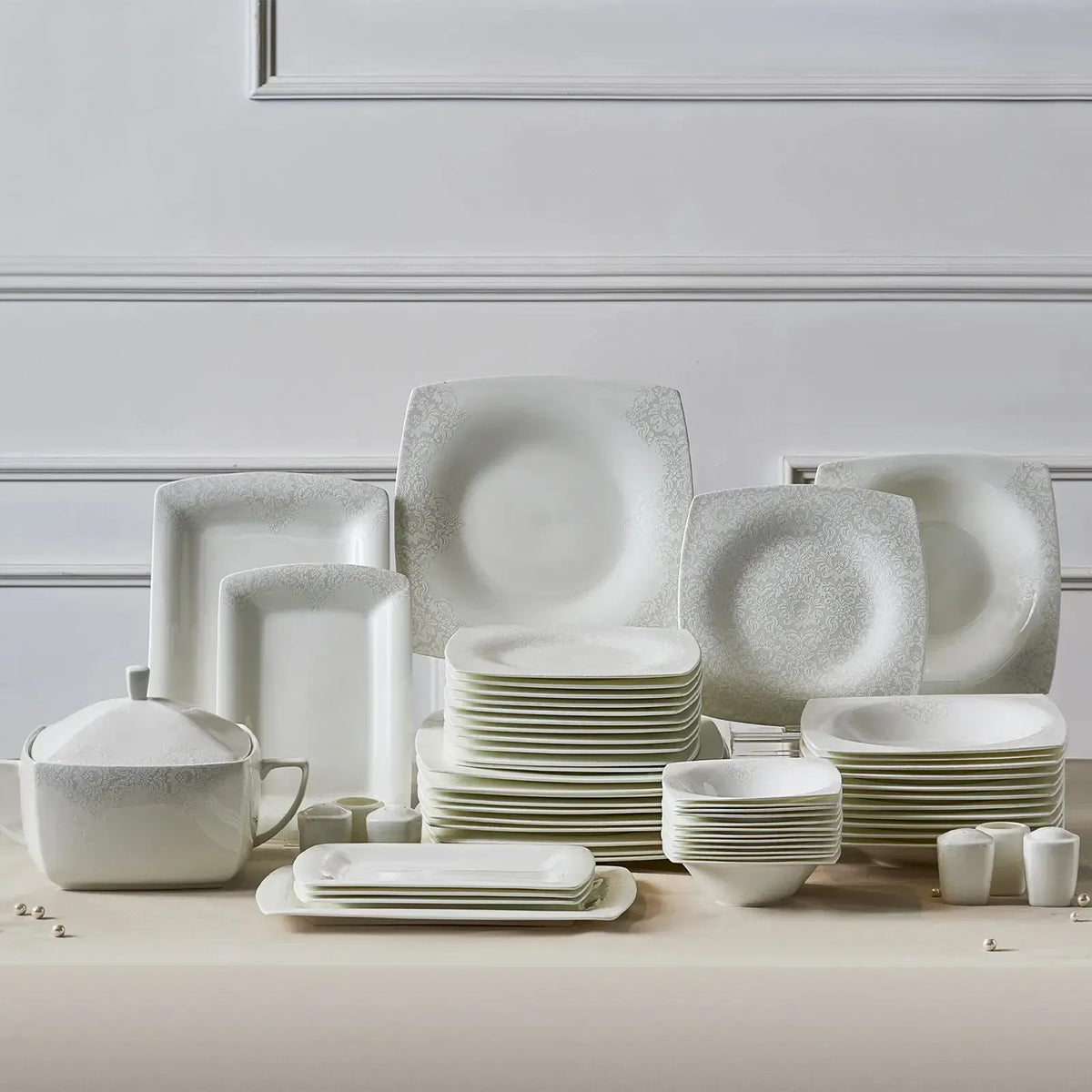 Karaca Helen Fine Pearl 62 Parça İnci Kare Yemek Takımı – Zarafetin Yeni Tanımı-Yemek Takimi-Prenseshome Leyweg-Prenseshome Leyweg