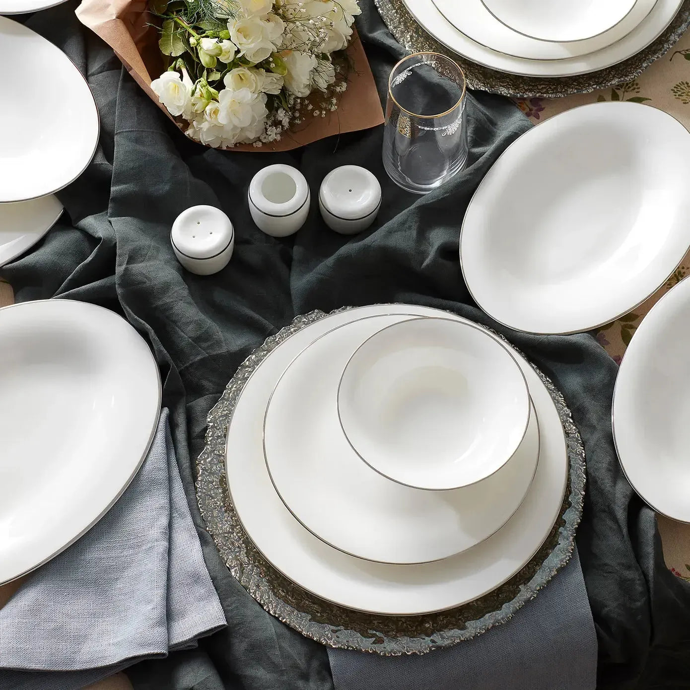 Karaca Fine Pearl Fame 58 Piece 12 Person Dinner Set – Platinum Detail – Prenseshome Leyweg