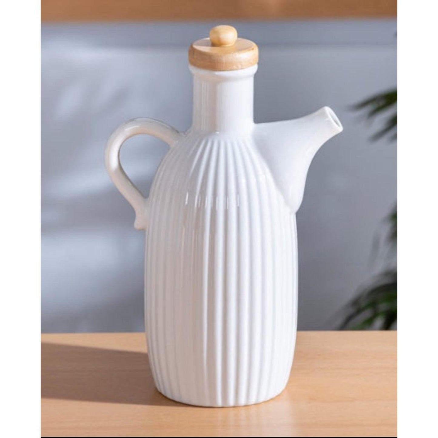 Acar Porselen Çizgili Yağ Şişesi - 600 ml & 900 ml-Sofra ürünleri-Prenseshome Leyweg-900 ml-Prenseshome Leyweg