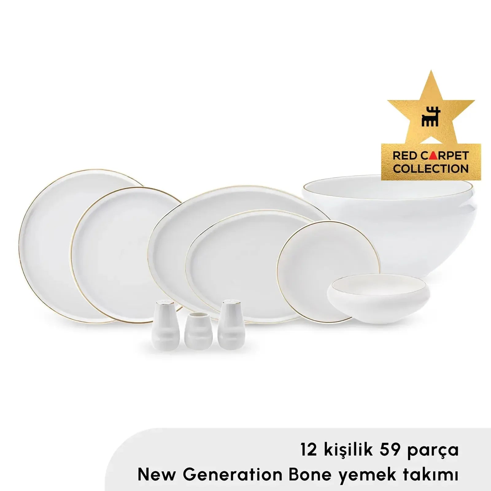 Karaca Streamline Sunset Gold Detaylı 59 Parça 12 Kişilik Yemek Takımı-Yemek Takimi-Prenseshome Leyweg-Prenseshome Leyweg