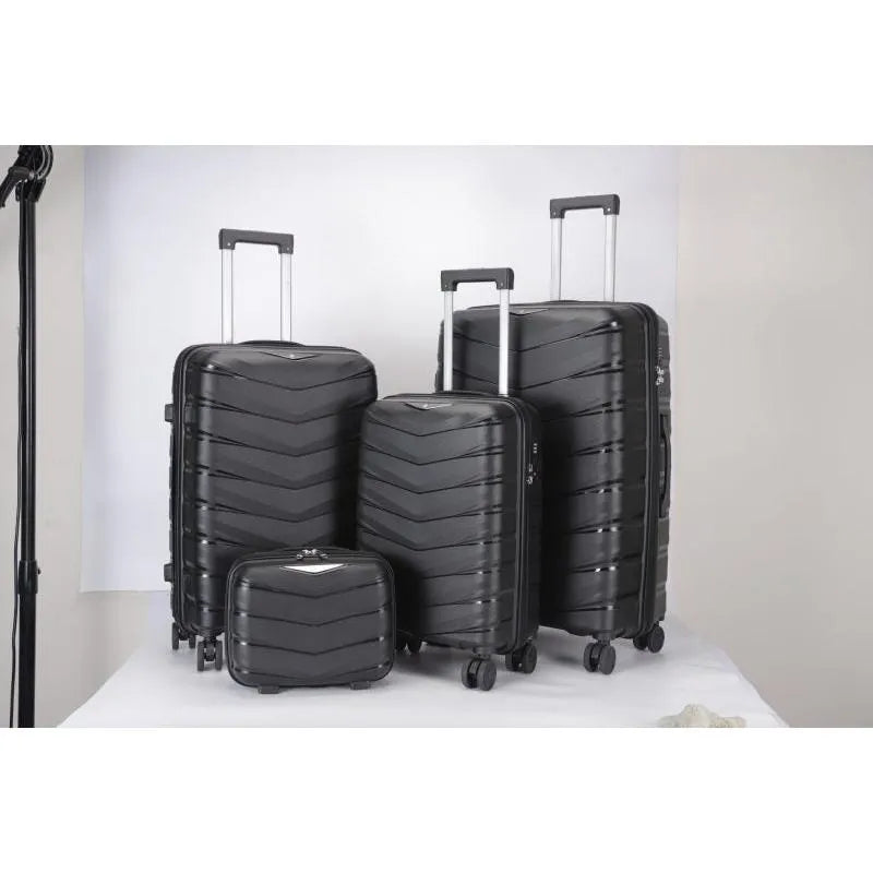 4 Parca Polipropilen Bavul Seti (20'' – 24'' – 28'' + Makyaj cantasi Siyah-Prenseshome Leyweg-Prenseshome Leyweg