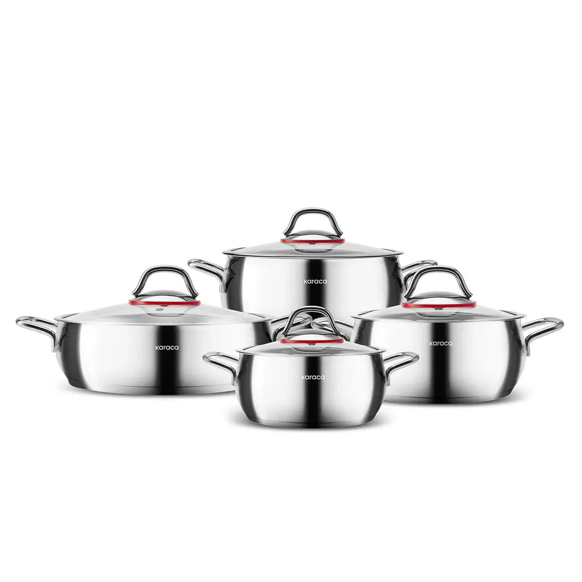 Karaca Emirgan 8 Parça Paslanmaz Çelik Tencere Seti – Enerji Tasarruflu Özel Taban-mutfak urunleri-Prenseshome Leyweg-Prenseshome Leyweg