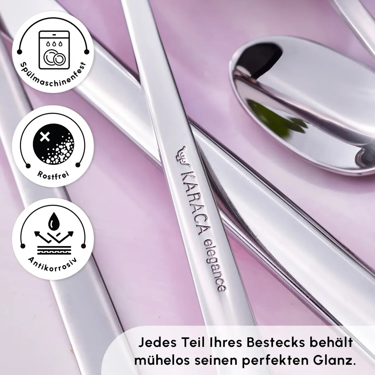 Karaca Tivoli Elegance 12 Person 60 Piece Fork Spoon Knife Set