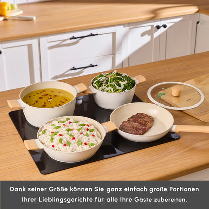 Karaca Swiss Crystal Almond Cream 7 Piece Induction Cookware Set