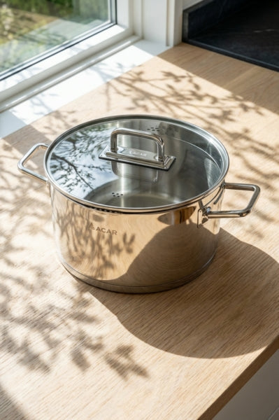 Acar Karat 8-delige Stalen Pannenset – 22 / 24 / 26 / 28 cm Roestvrij Staal, 2 Jaar Garantie
