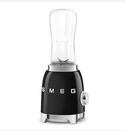 SMEG PBF01BLEU Zwarte Personal Blender – 300W Compacte Smoothie Blender, 2x600ml Tritan Flessen