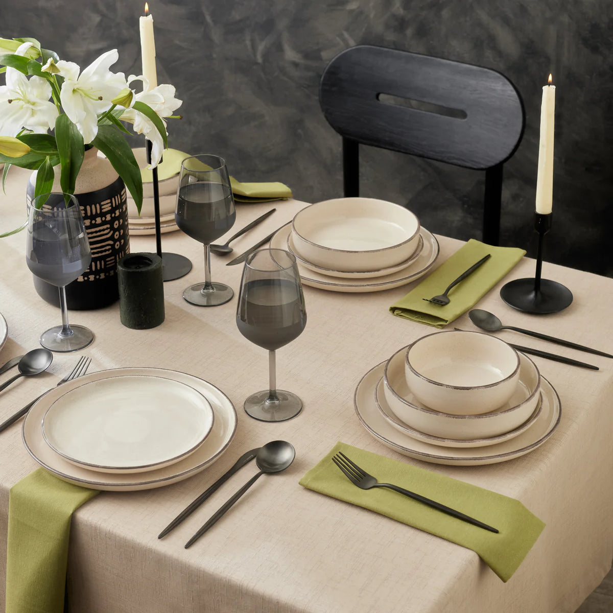 Karaca Monica 24-Parça 6 Kişilik Stoneware Yemek Takımı – Beige