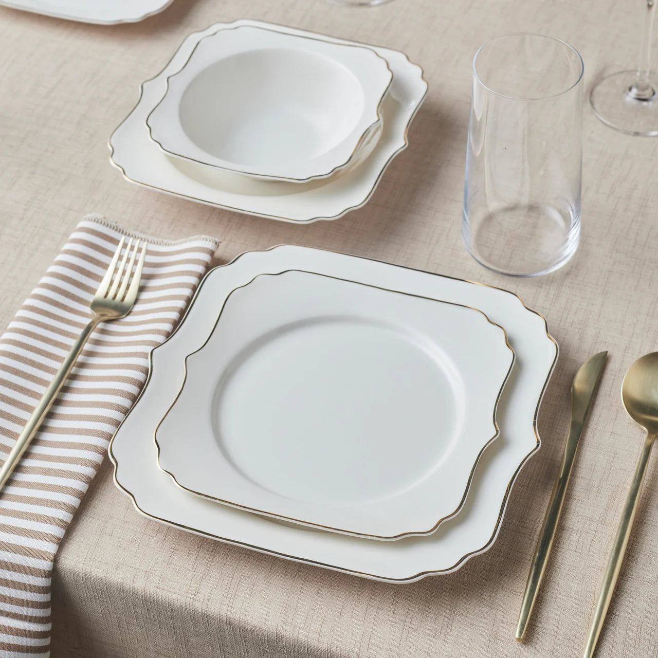 Karaca Stream Bone Vintage 24 Piece Dinner Set for 6 People – Gold