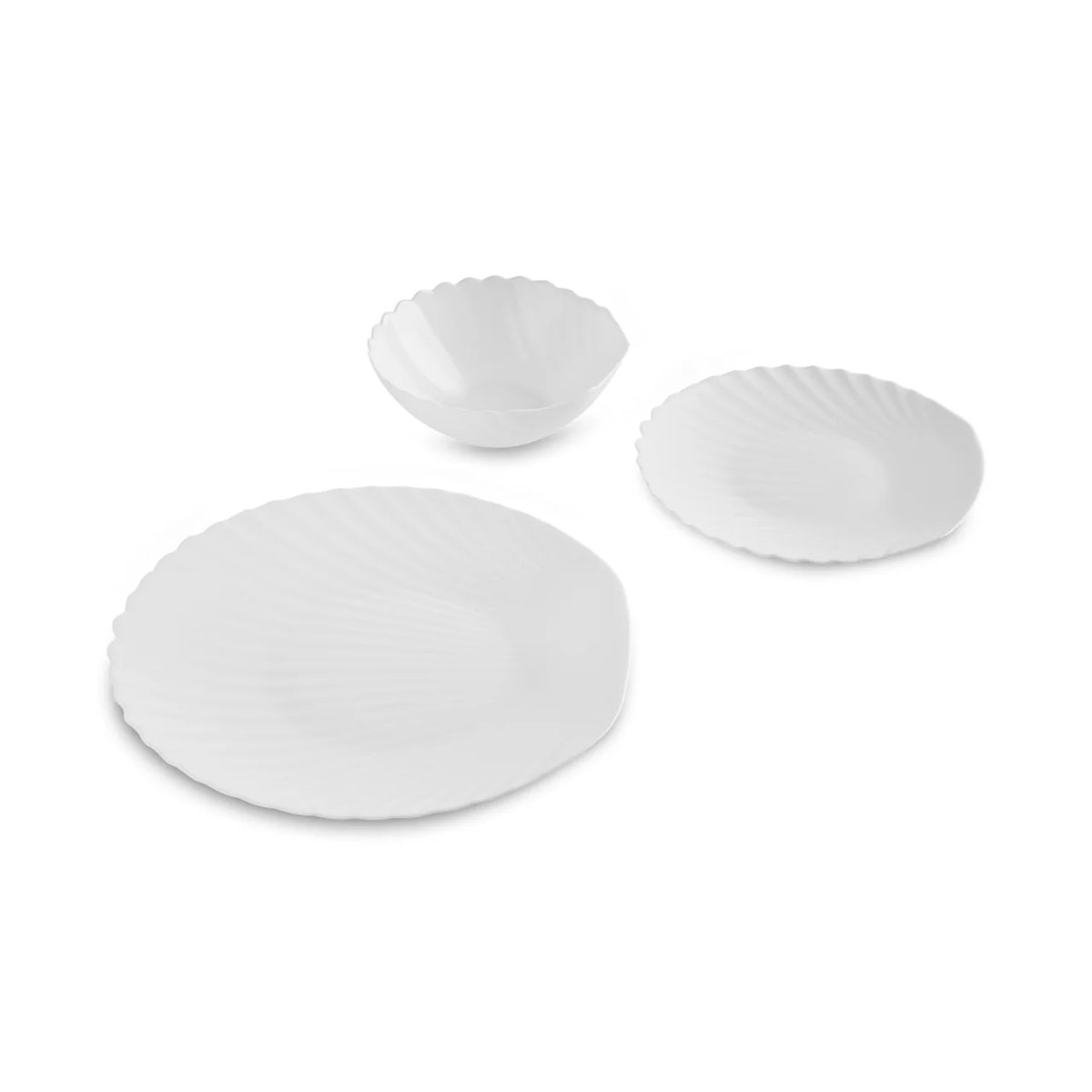 Karaca White Shell 18 Parça 6 Kişilik Opal Cam Yemek Takımı – Beyaz Sofra Seti