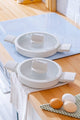 Acar Ultimate Pro Koekenpan Set met Siliconen Deksel 2-delig – 20 cm & 24 cm, Keramische Coating, Crème