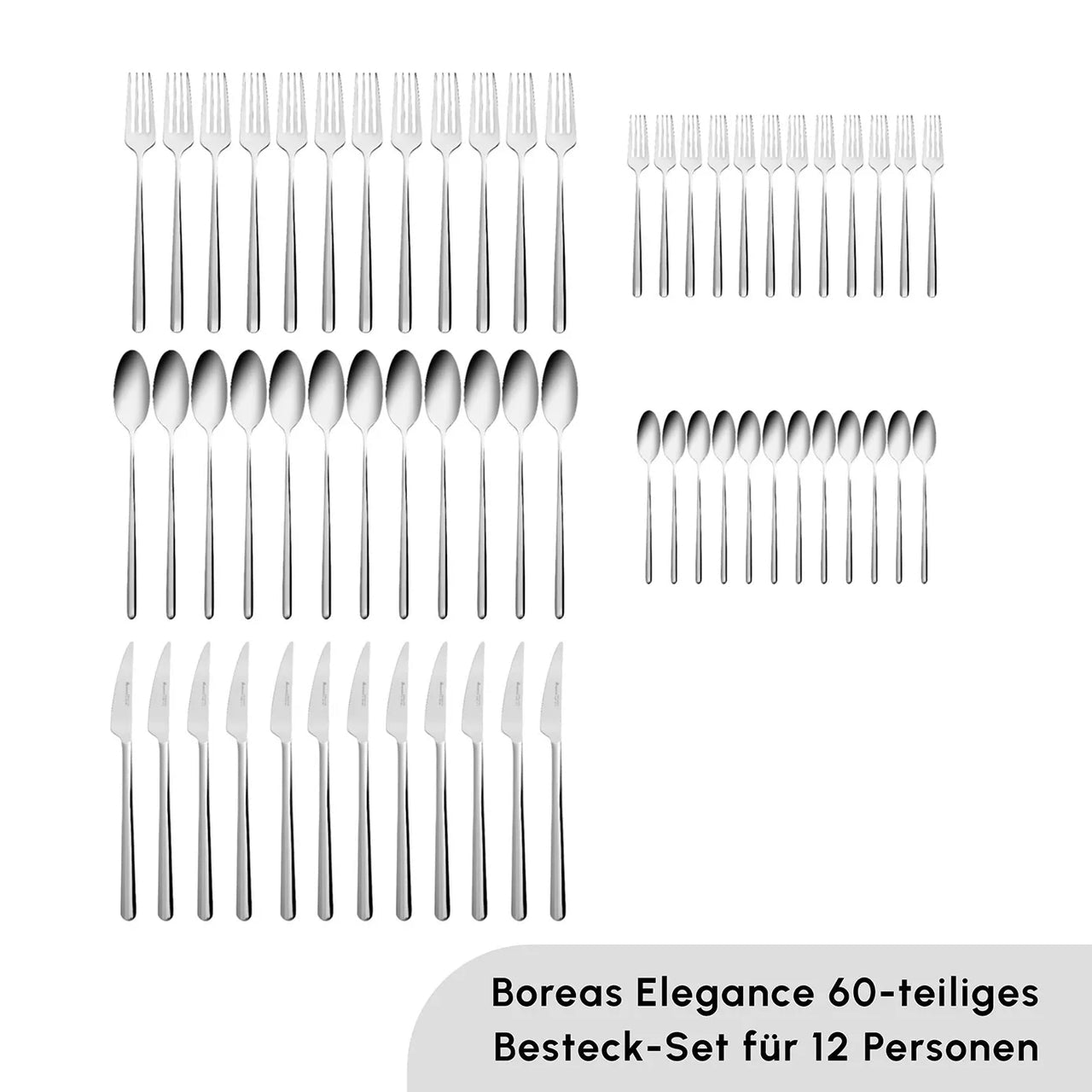 Karaca Boreas 12 Kişilik 60 Parça Çatal Kaşık Bıçak Takımı – Paslanmaz Çelik