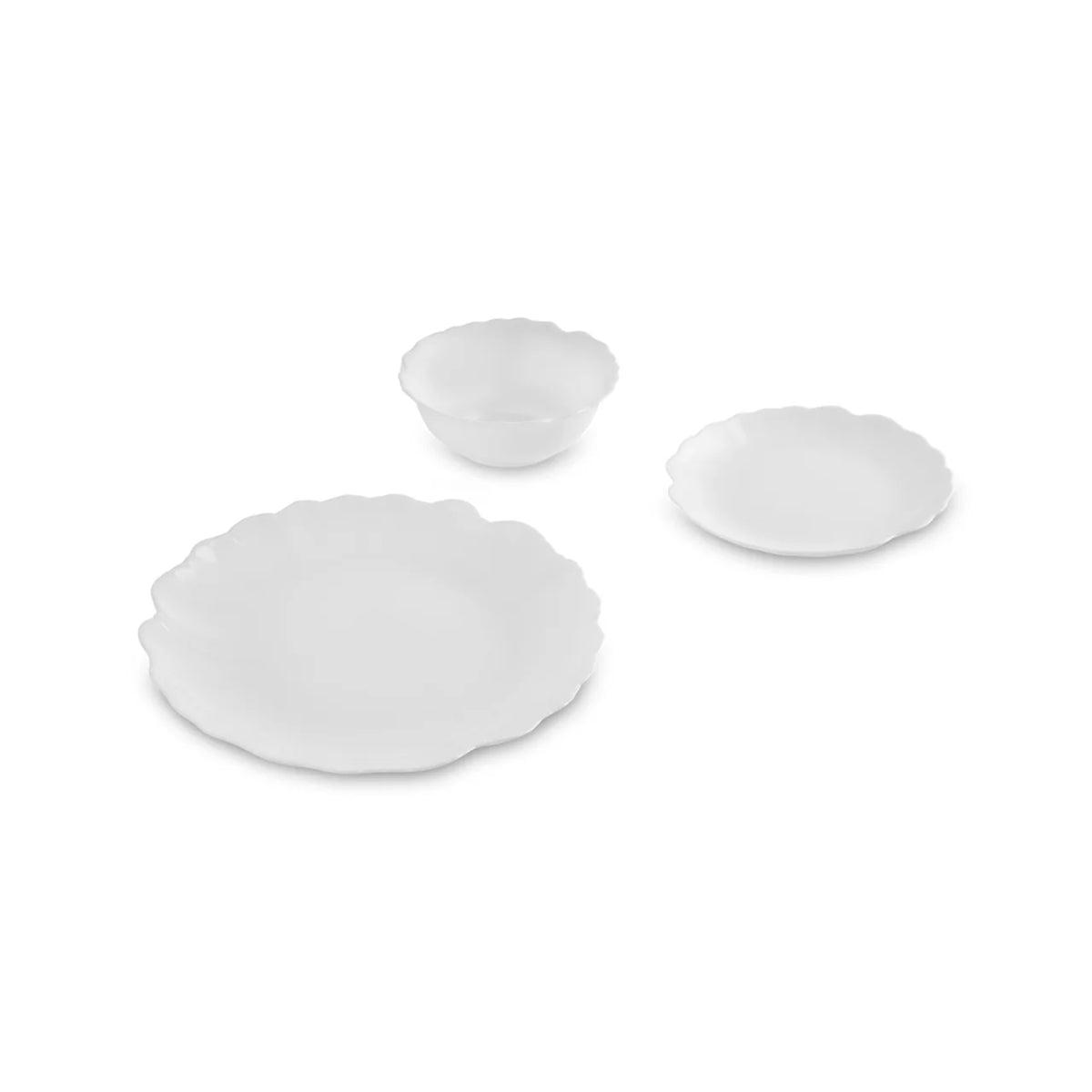 Karaca White Flower 18 Parça 6 Kişilik Opal Cam Yemek Takımı – Beyaz Sofra Seti