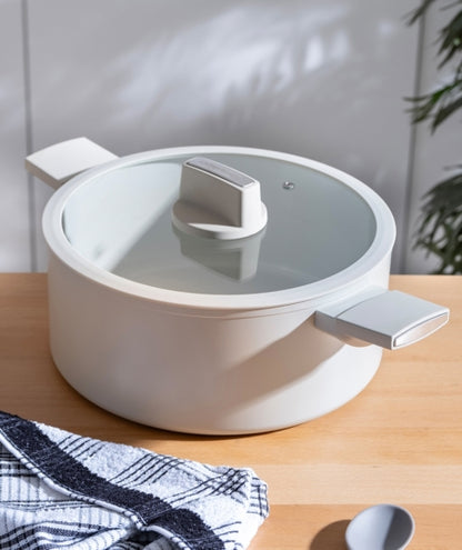 Acar Ultimate Pro Diepe Pannenset 26 cm – Keramische Coating, Crème