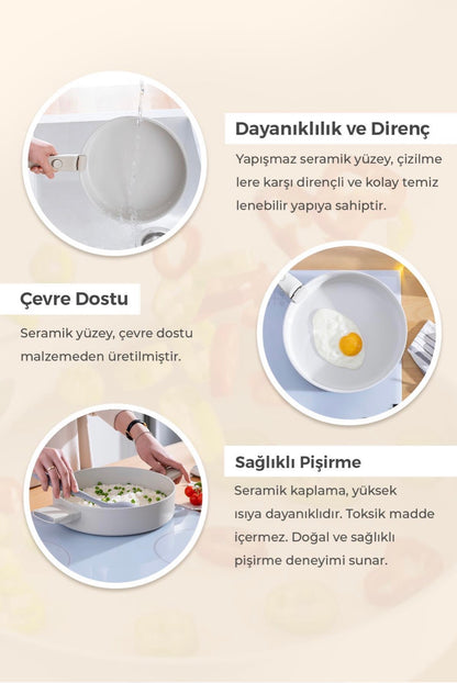 Acar Ultimate Pro Pannenkoekenpan 26 cm Keramische Coating Anti-aanbak Crème